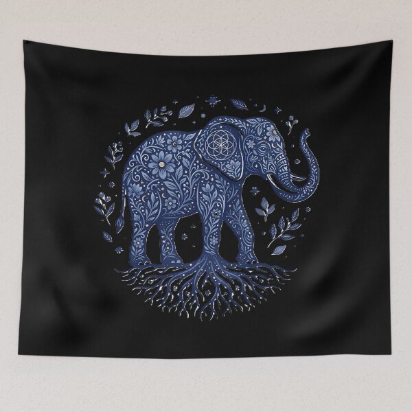Item preview, Indigo Mystic Elephant - Sacred Roots & Wisdom Silhouette designed and sold by PawsyVibe.