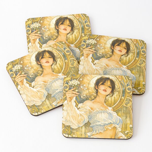 Item preview, Art Nouveau Muse – Mucha Inspired Delicate Floral Portrait designed and sold by heyitsmeraya.