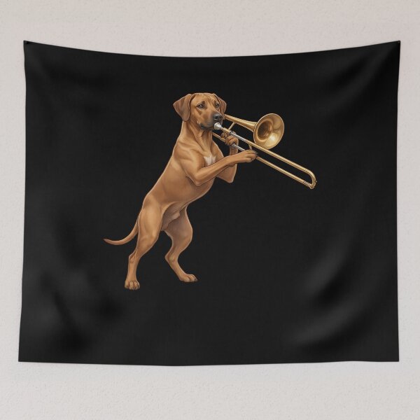 Item preview, Rhodesian Ridgeback Playing Trombone Player Trombonist Dog Lover designed and sold by DoodleTortle.
