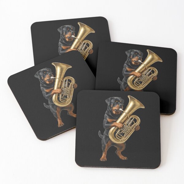 Item preview, Rottweiler Playing Tuba Player Tubaist Dog Lover designed and sold by DoodleTortle.