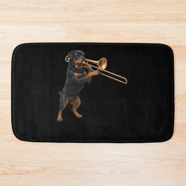 Item preview, Rottweiler Playing Trombone Player Trombonist Dog Lover designed and sold by DoodleTortle.
