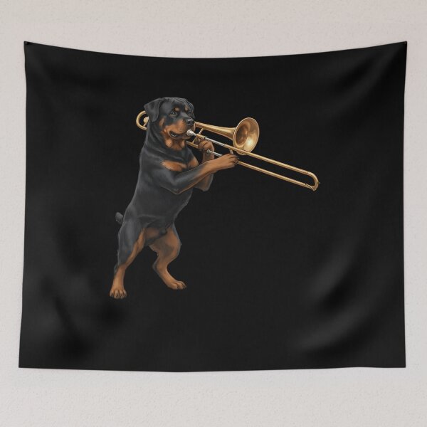 Item preview, Rottweiler Playing Trombone Player Trombonist Dog Lover designed and sold by DoodleTortle.