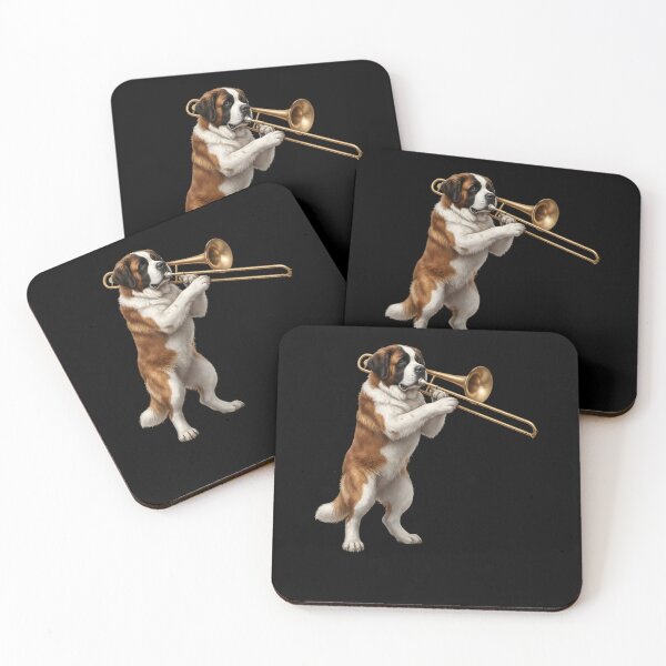 Item preview, Saint Bernard Playing Trombone Player Trombonist Dog Lover designed and sold by DoodleTortle.