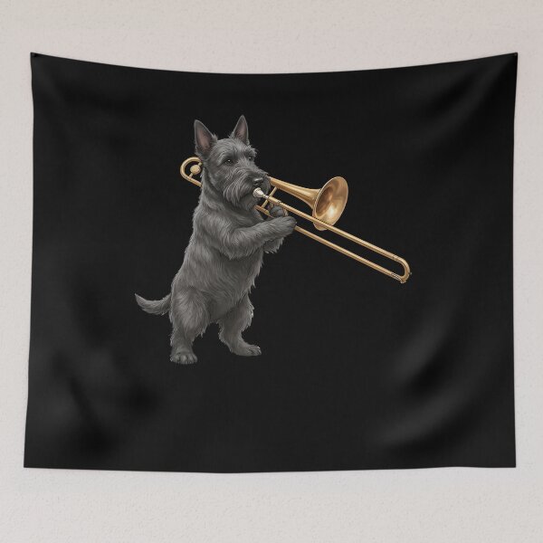 Item preview, Scottish Terrier Playing Trombone Player Trombonist Dog Lover designed and sold by DoodleTortle.