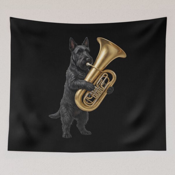 Item preview, Scottish Terrier Playing Tuba Player Tubaist Dog Lover designed and sold by DoodleTortle.