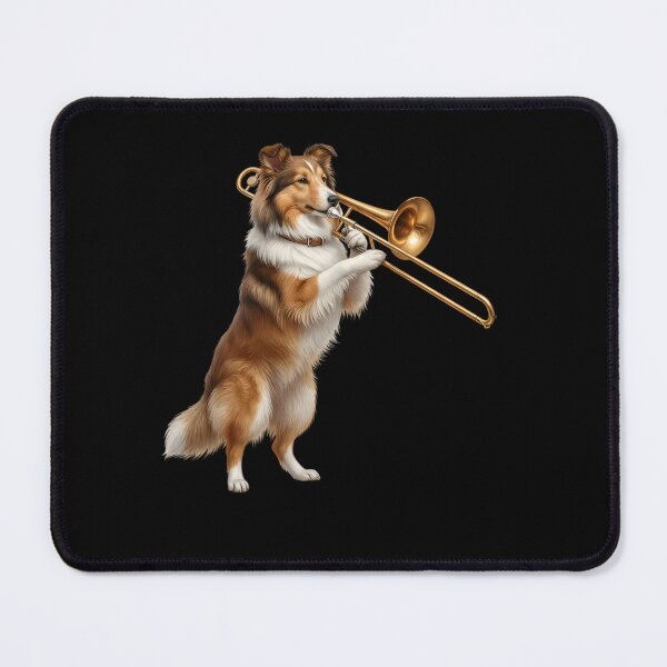 Item preview, Shetland Sheepdog Playing Trombone Player Trombonist Dog Lover designed and sold by DoodleTortle.