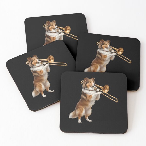 Item preview, Shetland Sheepdog Playing Trombone Player Trombonist Dog Lover designed and sold by DoodleTortle.
