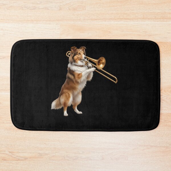 Item preview, Shetland Sheepdog Playing Trombone Player Trombonist Dog Lover designed and sold by DoodleTortle.