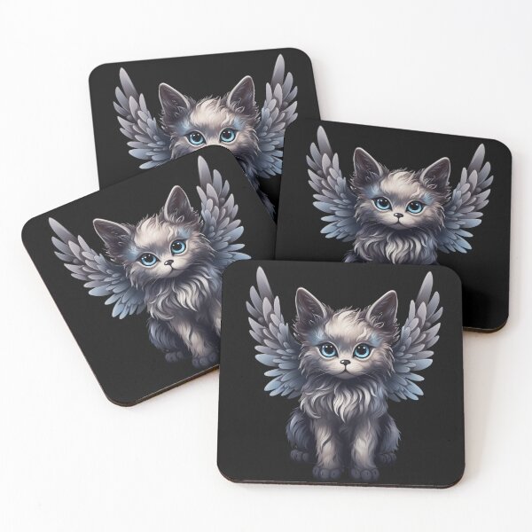Item preview, Black winged cat designed and sold by bubblyrainbow.