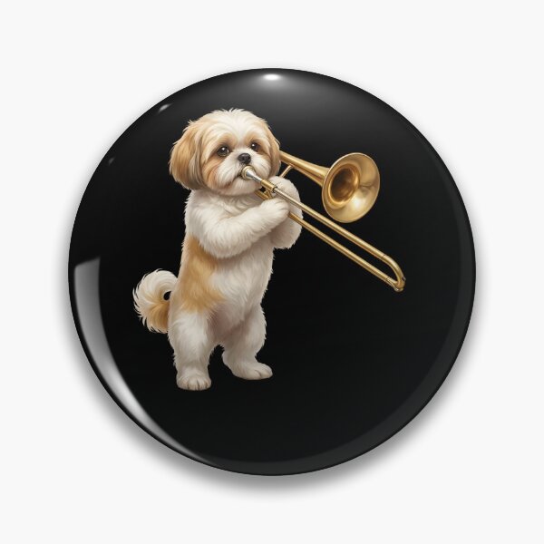 Item preview, Shih Tzu Playing Trombone Player Trombonist Dog Lover designed and sold by DoodleTortle.