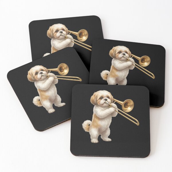 Item preview, Shih Tzu Playing Trombone Player Trombonist Dog Lover designed and sold by DoodleTortle.