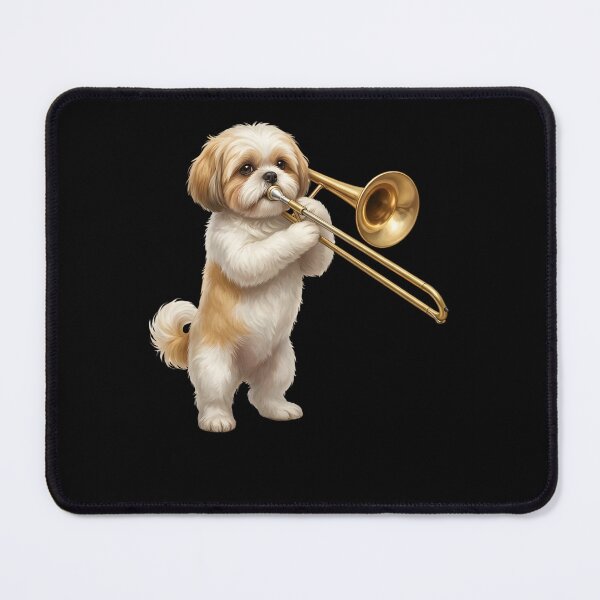 Item preview, Shih Tzu Playing Trombone Player Trombonist Dog Lover designed and sold by DoodleTortle.