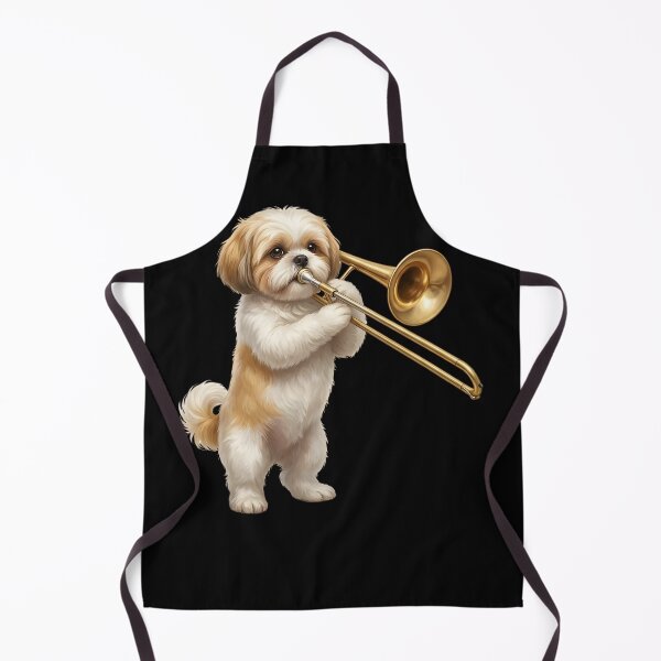 Item preview, Shih Tzu Playing Trombone Player Trombonist Dog Lover designed and sold by DoodleTortle.