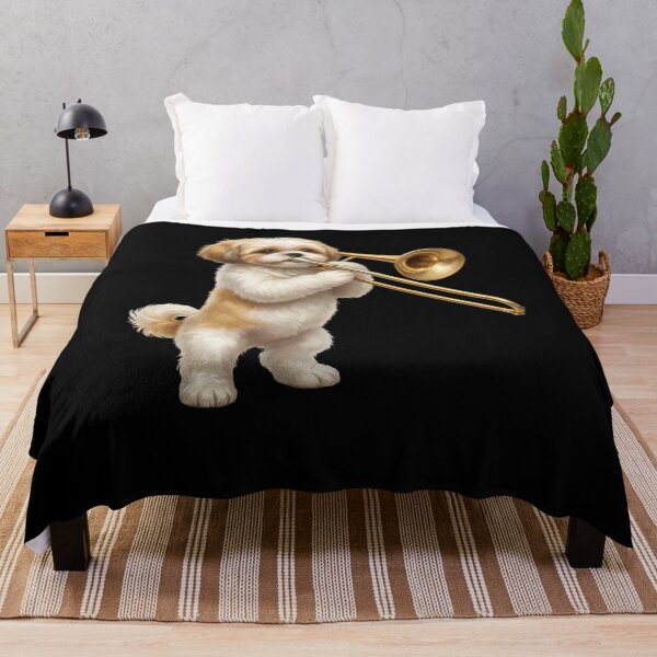 Item preview, Shih Tzu Playing Trombone Player Trombonist Dog Lover designed and sold by DoodleTortle.