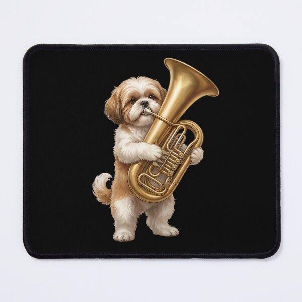 Item preview, Shih Tzu Playing Tuba Player Tubaist Dog Lover designed and sold by DoodleTortle.