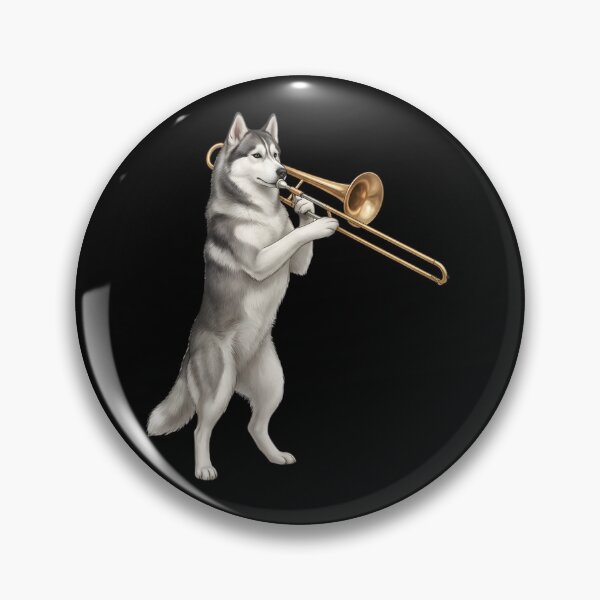 Item preview, Siberian Husky Playing Trombone Player Trombonist Dog Lover designed and sold by DoodleTortle.