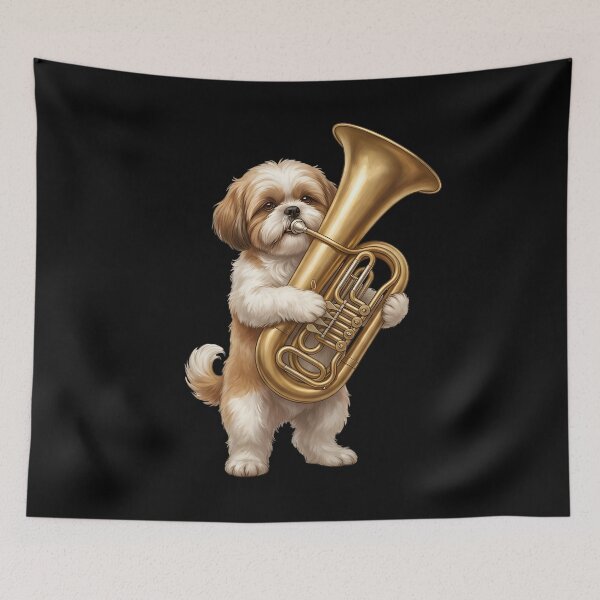 Item preview, Shih Tzu Playing Tuba Player Tubaist Dog Lover designed and sold by DoodleTortle.