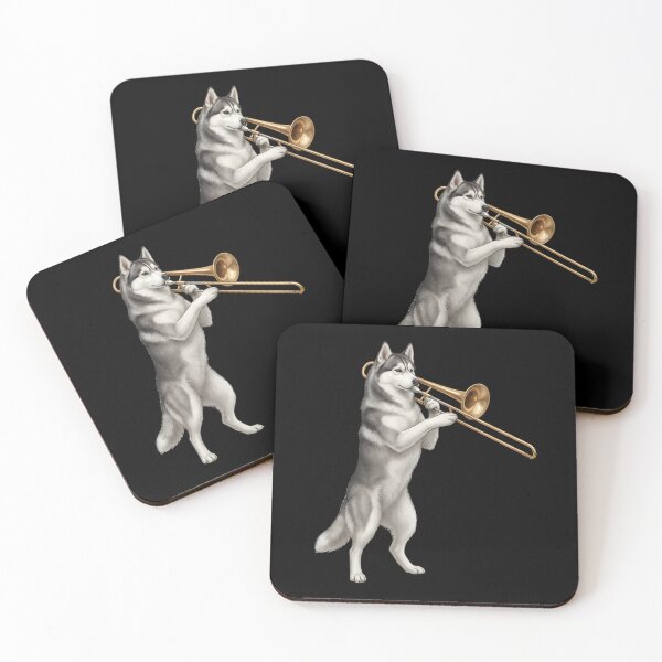 Item preview, Siberian Husky Playing Trombone Player Trombonist Dog Lover designed and sold by DoodleTortle.