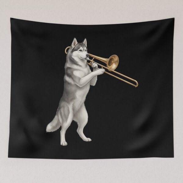 Item preview, Siberian Husky Playing Trombone Player Trombonist Dog Lover designed and sold by DoodleTortle.