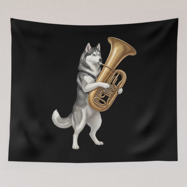Item preview, Siberian Husky Playing Tuba Player Tubaist Dog Lover designed and sold by DoodleTortle.