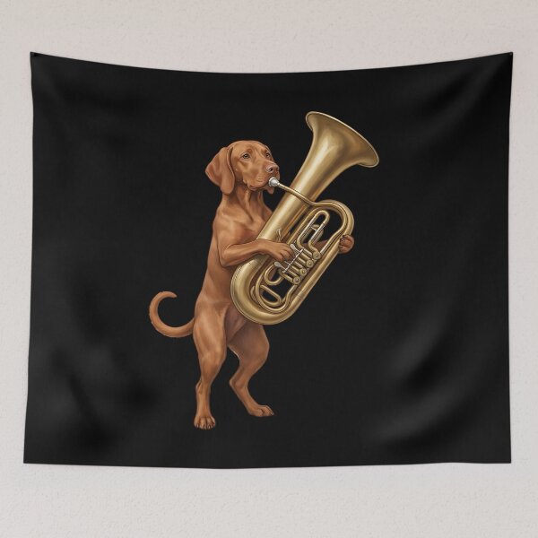 Item preview, Vizsla Playing Tuba Player Tubaist Dog Lover designed and sold by DoodleTortle.