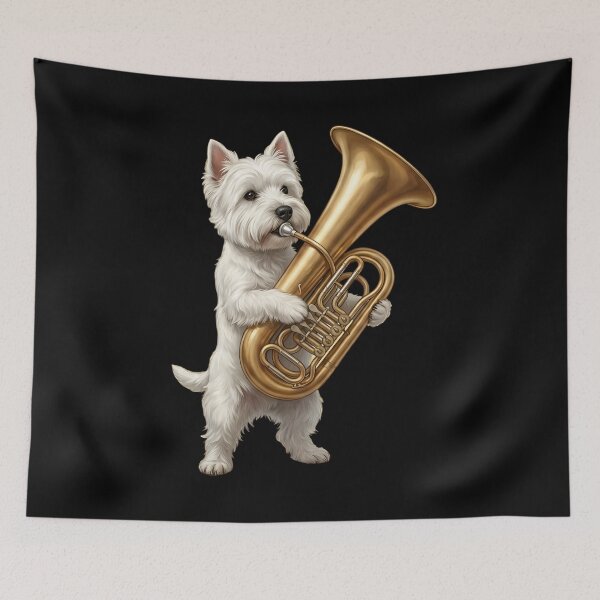 Item preview, West Highland White Terrier Playing Tuba Player Tubaist Dog Lover designed and sold by DoodleTortle.
