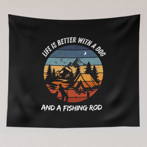 Item preview, Retro Sunset Fishing & Camping with My Dog Adventure Gear designed and sold by paws-peaks-adv.