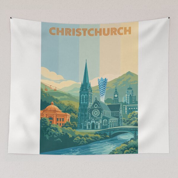 Item preview, Christchurch New Zealand Skyline Retro Travel designed and sold by Places On Earth.
