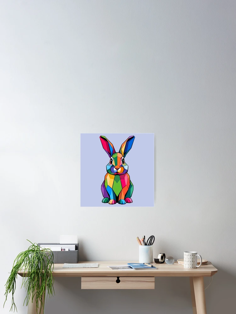 Thumbnail 2 of 3, Poster, Geometric Colorful Rabbit designed and sold by MavtM.