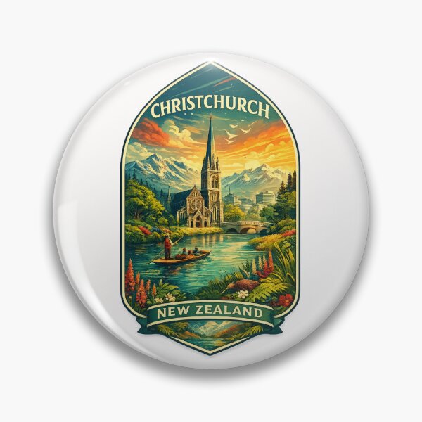 Item preview, Christchurch New Zealand Avon River Vintage Badge designed and sold by Places On Earth.