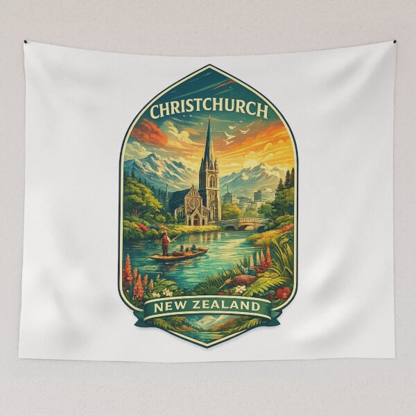 Item preview, Christchurch New Zealand Avon River Vintage Badge designed and sold by Places On Earth.
