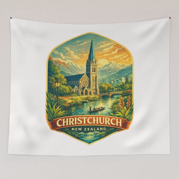 Item preview, Christchurch New Zealand Cathedral Sunset Church designed and sold by Places On Earth.