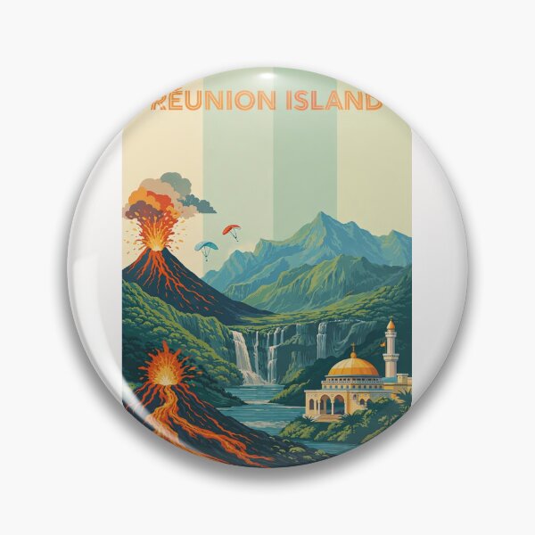 Item preview, Réunion Island Piton de la Fournaise Retro Travel designed and sold by Places On Earth.