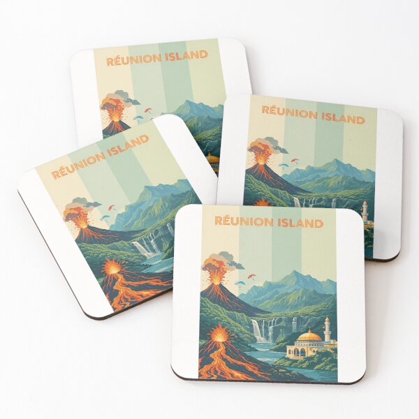 Item preview, Réunion Island Piton de la Fournaise Retro Travel designed and sold by Places On Earth.