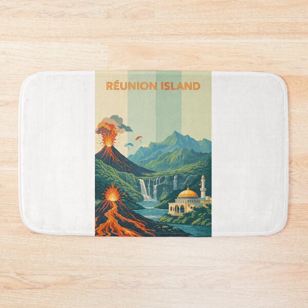 Item preview, Réunion Island Piton de la Fournaise Retro Travel designed and sold by Places On Earth.