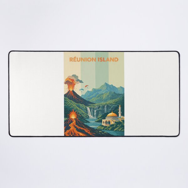 Item preview, Réunion Island Piton de la Fournaise Retro Travel designed and sold by Places On Earth.