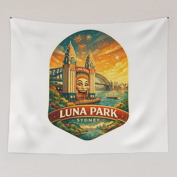 Item preview, Luna Park Sydney Milsons Point with Sydney Harbour Bridge and Sydney Opera House at Sunset designed and sold by Places On Earth.