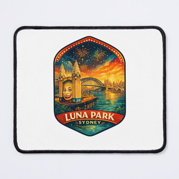 Item preview, Luna Park Sydney Night Skyline with Sydney Harbour Bridge and Sydney Opera House Fireworks designed and sold by Places On Earth.
