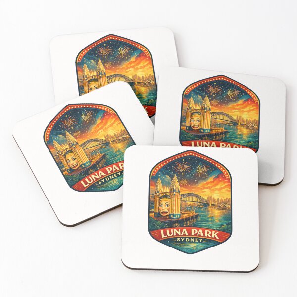 Item preview, Luna Park Sydney Night Skyline with Sydney Harbour Bridge and Sydney Opera House Fireworks designed and sold by Places On Earth.