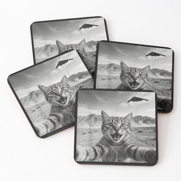 Item preview, Funny Cat Selfie With Stealth Bomber UFO Vintage Meme  designed and sold by mai-risingpath.