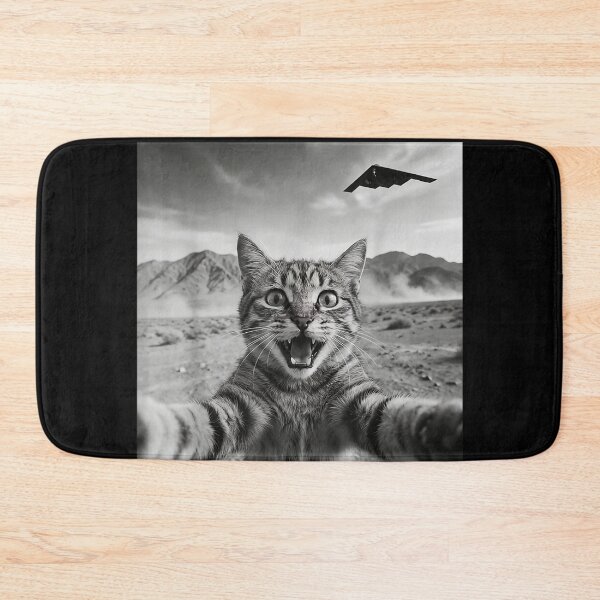Item preview, Funny Cat Selfie With Stealth Bomber UFO Vintage Meme  designed and sold by mai-risingpath.