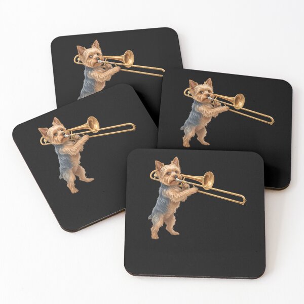 Item preview, Yorkshire Terrier Playing Trombone Player Trombonist Dog Lover designed and sold by DoodleTortle.