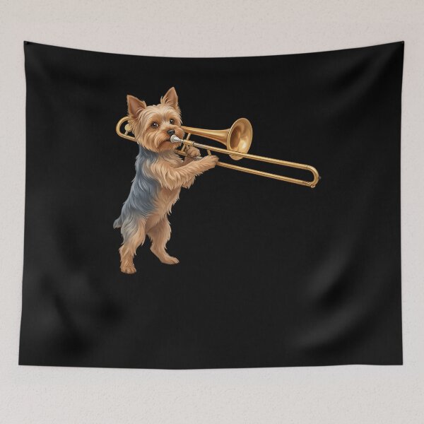 Item preview, Yorkshire Terrier Playing Trombone Player Trombonist Dog Lover designed and sold by DoodleTortle.