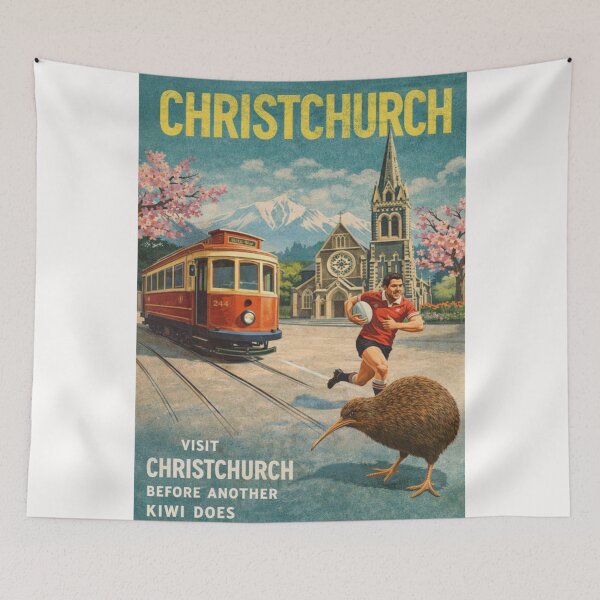 Item preview, Christchurch New Zealand with Christchurch Cathedral and Avon River designed and sold by Places On Earth.