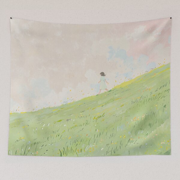 Item preview, Walking on a Spring Meadow – Soft Pastel Dream Illustration designed and sold by KiraChie.