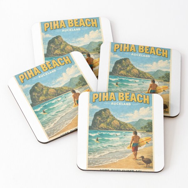Item preview, Piha Beach Auckland with Lion Rock and Waitakere Ranges Coastline designed and sold by Aryabek.