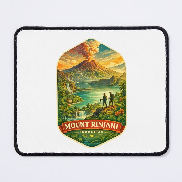 Item preview, Mount Rinjani Indonesia Vintage Travel Poster with Segara Anak designed and sold by Aryabek.