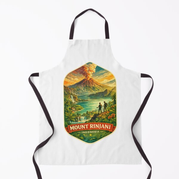 Item preview, Mount Rinjani Indonesia Vintage Travel Poster with Segara Anak designed and sold by Aryabek.