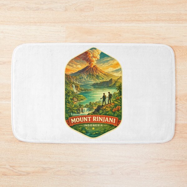 Item preview, Mount Rinjani Indonesia Vintage Travel Poster with Segara Anak designed and sold by Aryabek.