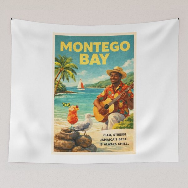 Item preview, Montego Bay Jamaica Retro Beach with Caribbean Music designed and sold by Aryabek.